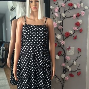 Elegant Black Polka Dot Midi Dress